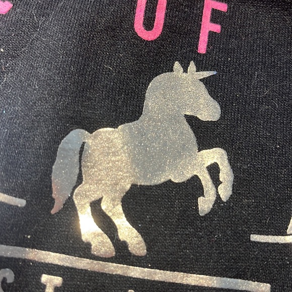 Soft and comfy black, pink, Silver and grey unicorn cropped hoodie - Picture 7 of 7